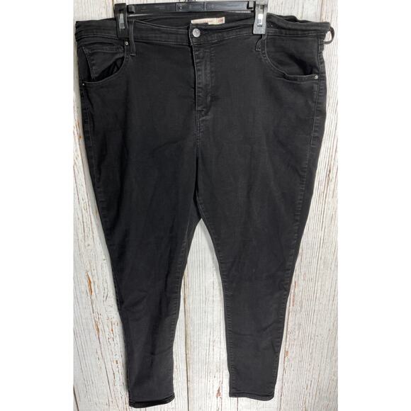 Levis 721 Skinny Jeans Women Plus 20W Black High Rise Stretch Minimalist PILLING - Picture 1 of 6
